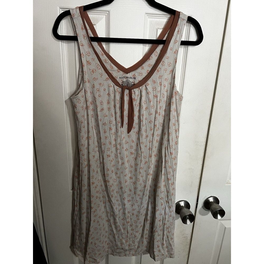 Nottibianche PJ Sleep Shirt M Animal Print‎ Mesh Trim Sleeveless Shirt